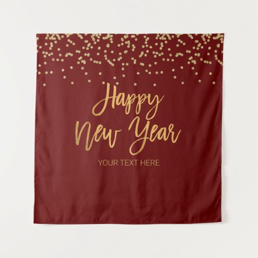 Tapiz Happy New Year gold text Backdrop banner Wandteppich (Vorderseite)