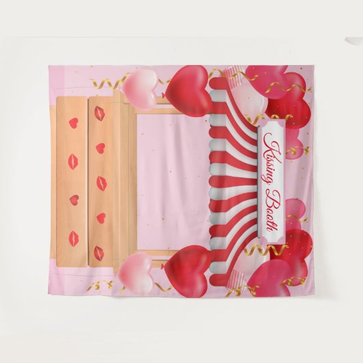 Tapiz Kissing Booth Valentine Day Love Backdrop Wandteppich (Vorderseite (Horizontal))