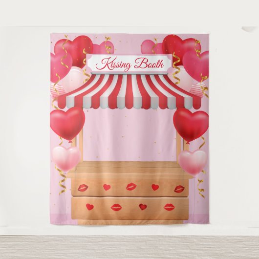 Tapiz Kissing Booth Valentine Day Love Backdrop Wandteppich (Vorderseite)
