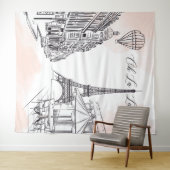 Tapiz Oh La La Paris backdrop pink & white party b Wandteppich (Beispiel (Horizontal))