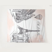 Tapiz Oh La La Paris backdrop pink & white party b Wandteppich (Vorderseite (Horizontal))