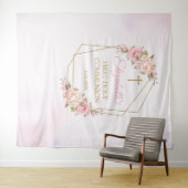 Tapiz Pink Floral Communion Backdrop Wandteppich (Beispiel (Horizontal))