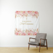 Tapiz Pink Floral First Communion Backdrop banner Wandteppich (Beispiel)