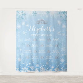 Tapiz Princess Winter Sweet 16 photobooth Backdrop Wandteppich