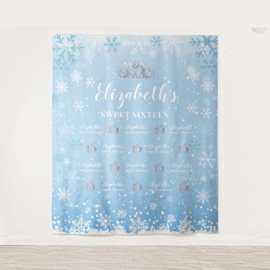 Tapiz Princess Winter Sweet 16 photobooth Backdrop Wandteppich (Vorderseite)