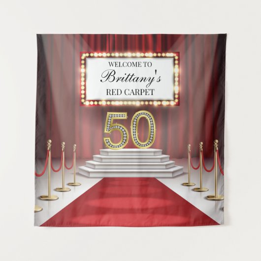 Tapiz Red Carpet 50th Birthday Backdrop banner Wandteppich (Vorderseite)