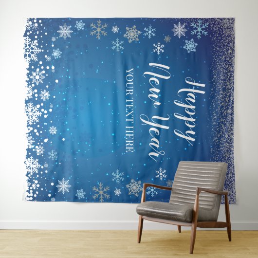 Tapiz Snow Winter Happy New Year Backdrop Wandteppich (Beispiel (Horizontal))