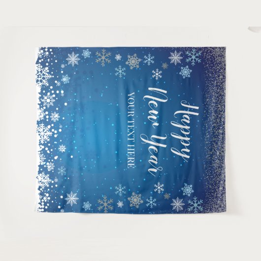Tapiz Snow Winter Happy New Year Backdrop Wandteppich (Vorderseite (Horizontal))