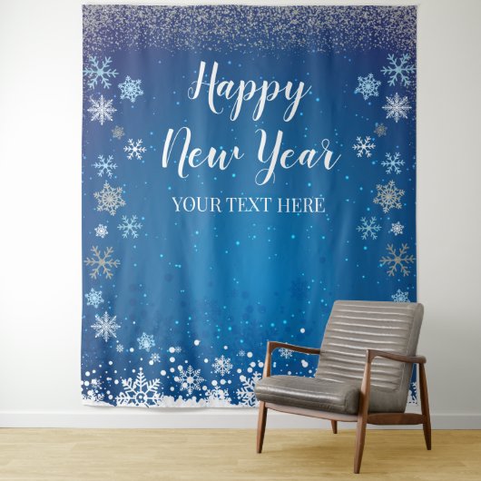 Tapiz Snow Winter Happy New Year Backdrop Wandteppich (Beispiel)