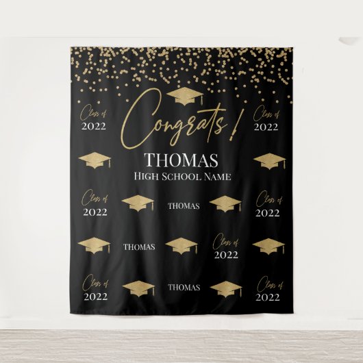 Tapiz Step and repeat Graduation Backdrop banner Wandteppich (Vorderseite)