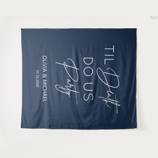 Tapiz Til death do us party wedding navy backdrop  Wandteppich (Vorderseite (Horizontal))