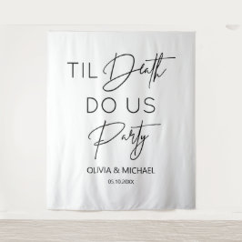 Tapiz Til death do us party wedding thite backdro Wandteppich