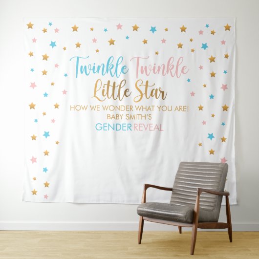 Tapiz Twinkle Twinkle Little Star Gender Reveal ba Wandteppich (Beispiel (Horizontal))