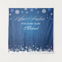 Tapiz Winter Baby Shower Welcome Baby banner backd Wandteppich