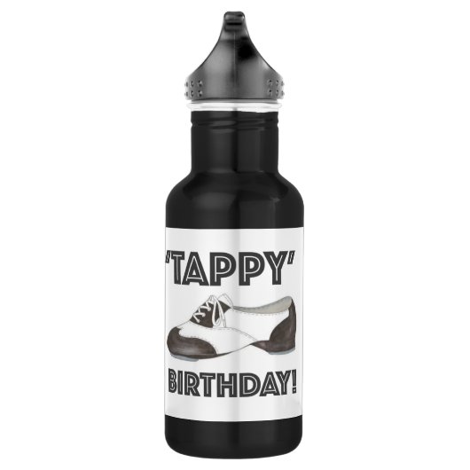 Tappy Birthday Schwarz-weiß Gestochen Tanzlehrer S Edelstahlflasche (Rechts)