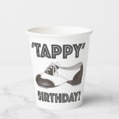 Tappy Birthday Schwarz-weiß Gestochen Tanzlehrer S Pappbecher (Vorderseite)