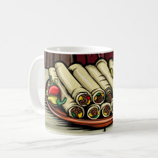 Taquitos auf einer Tasse (Vorderseite Links)