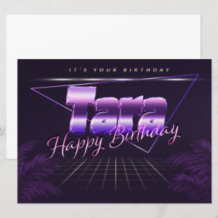 Tara Name Vorname lila retro Karte Geburtstag