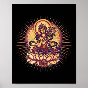 Tara Tibet Buddhismus Lotus Meditation Yoga Om Spi Poster