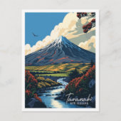 Taranaki Neuseeland Vintage Reise Illustration Postkarte (Vorderseite)