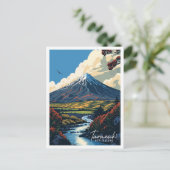 Taranaki Neuseeland Vintage Reise Illustration Postkarte (Stehend Vorderseite)