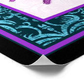 Tarantula - Elegantes Aquamarin & Fuschia Damask G Poster (Ecke)