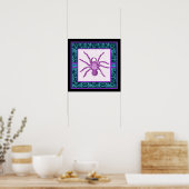 Tarantula - Elegantes Aquamarin & Fuschia Damask G Poster (Küche)