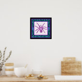 Tarantula - Elegantes Aquamarin & Fuschia Damask G Poster (Küche)
