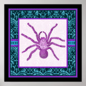 Tarantula - Elegantes Aquamarin & Fuschia Damask G Poster (Vorne)