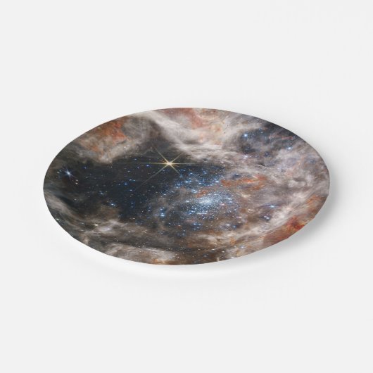 Tarantula Nebula Bild von JWST Pappteller (Schrägansicht)