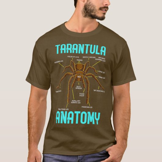 Tarantula Spider Anatomie - Funny Spider Diagramm T-Shirt (Vorderseite)