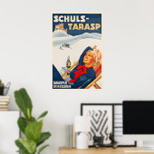 Tarasp Graubünden Grisons Switzerland Vintage Ski Poster (Heimbüro)