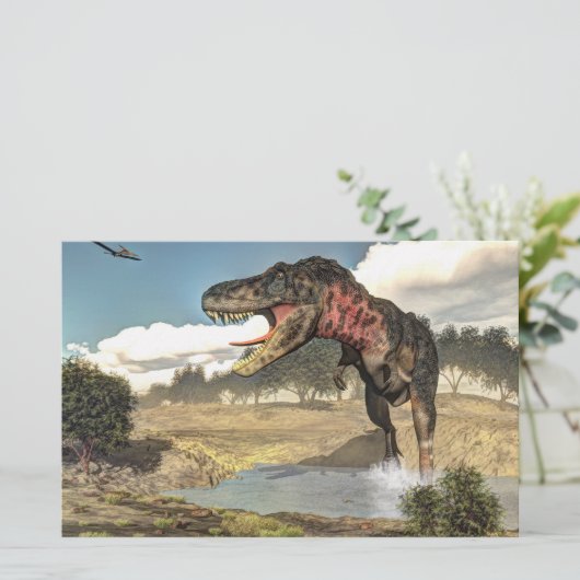 Tarbosaurus Dinosaurier - 3D übertragen Briefpapier (Stehend Vorderseite)