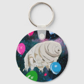 Tardigrade im Weltraum mit farbenfrohen Balloons Schlüsselanhänger (Vorderseite)