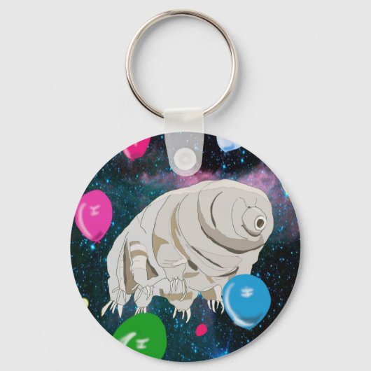 Tardigrade im Weltraum mit farbenfrohen Balloons Schlüsselanhänger (Vorderseite)