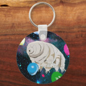 Tardigrade im Weltraum mit farbenfrohen Balloons Schlüsselanhänger (Rückseite)