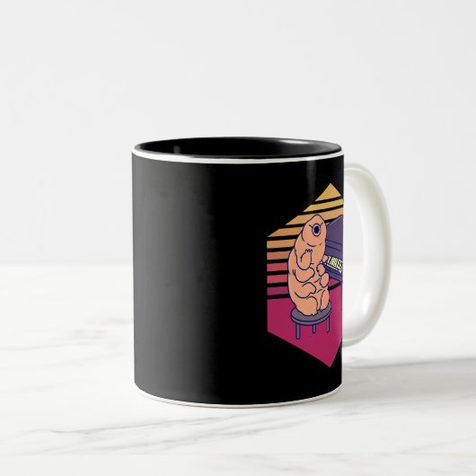 Tardigrade Playing Piano Vintag Zweifarbige Tasse (VorderseiteRechts)