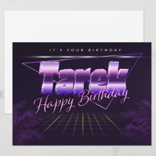 Tarek Name Vorname lila retro Karte Geburtstag