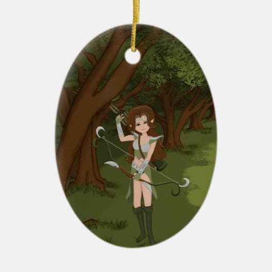 Taren the Archer Warrior Elf Girl Keramik Ornament (Vorne)