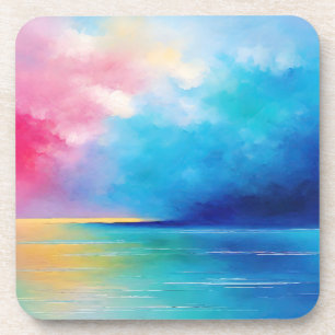 "Tarfarran" Pink und Blue Landschaft Seascape Getränkeuntersetzer