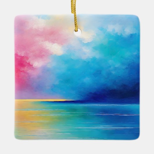 "Tarfarran" Pink und Blue Landschaft Seascape Keramikornament (Vorderseite)