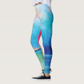 "Tarfarran" Pink und Blue Landschaft Seascape Leggings (Links)