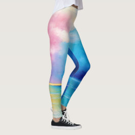 "Tarfarran" Pink und Blue Landschaft Seascape Leggings
