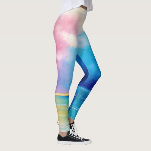"Tarfarran" Pink und Blue Landschaft Seascape Leggings (Rechts)