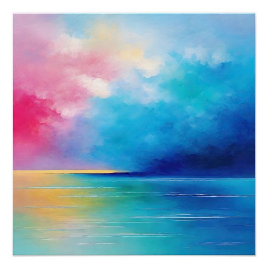 "Tarfarran" Pink und Blue Landschaft Seascape Poster (Vorderseite)