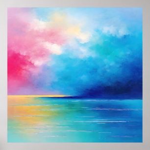 "Tarfarran" Pink und Blue Landschaft Seascape Poster