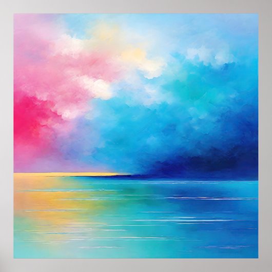 "Tarfarran" Pink und Blue Landschaft Seascape Poster (Vorne)