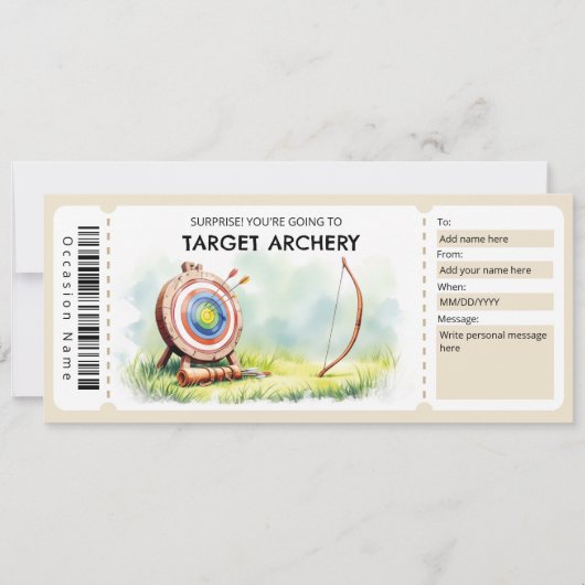 Target Archery Gift Ticket Einladung (Vorderseite)
