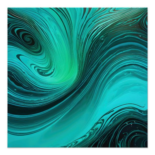 "Tarifa" Blue Wirbel Waves Poster (Vorderseite)