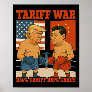 Tariff War lustig Trump Vs Xi Jinping Boxing Match Poster